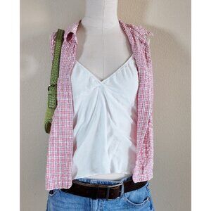 Vintage 80s Lauren Brooks Pink Plaid Vest Size Medium